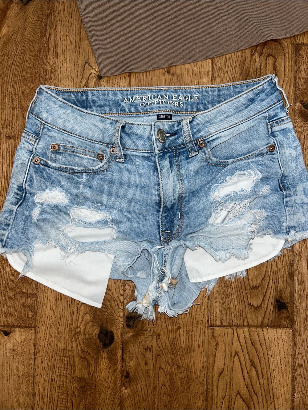American Eagle Outfitters Light Blue Ripped Denim Cutoff Shorts